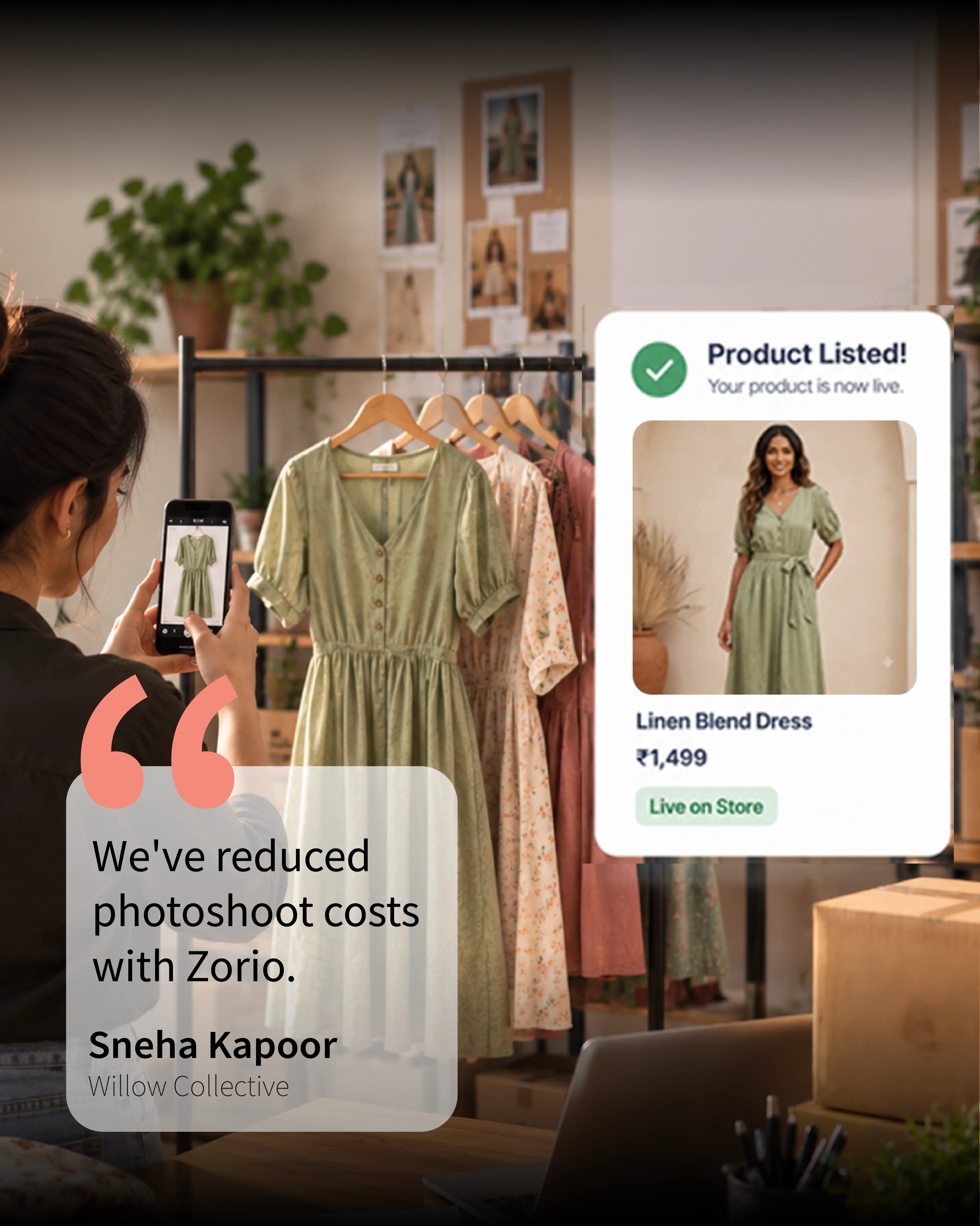 Sneha Kapoor of Willow Collective sharing how Zorio reduced photoshoot costs